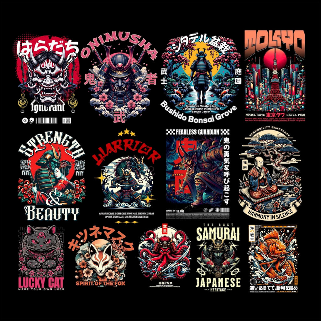 Japanese Streetwear T-Shirt PNG Design Pack (200+)