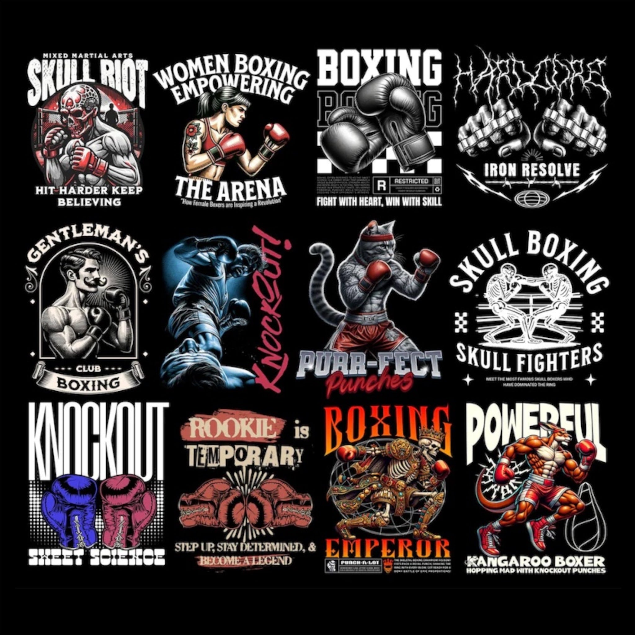 Boxing Inspired T-Shirt PNG Design Pack (200+)