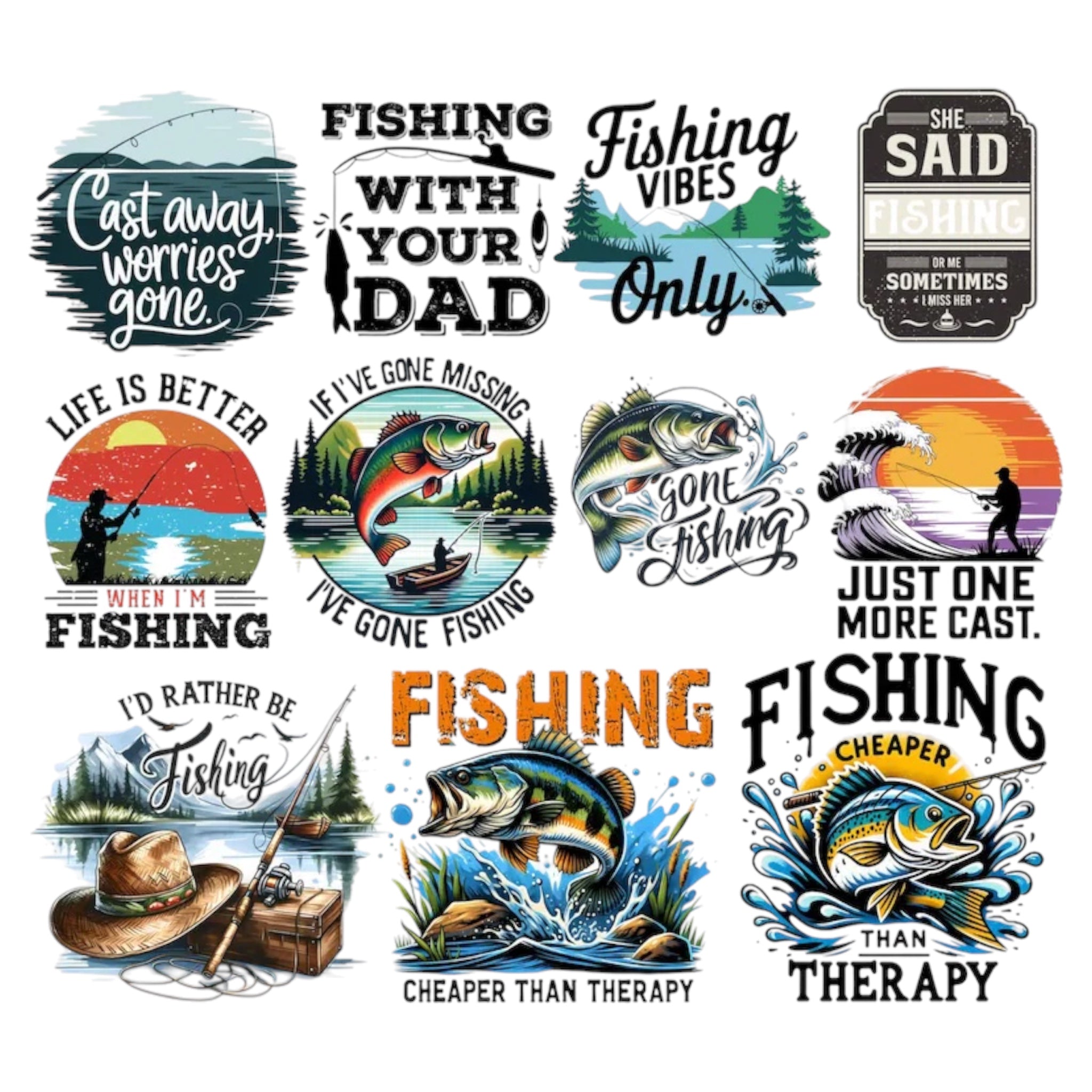 Fishing Angling T-Shirt PNG Design Pack (400+)