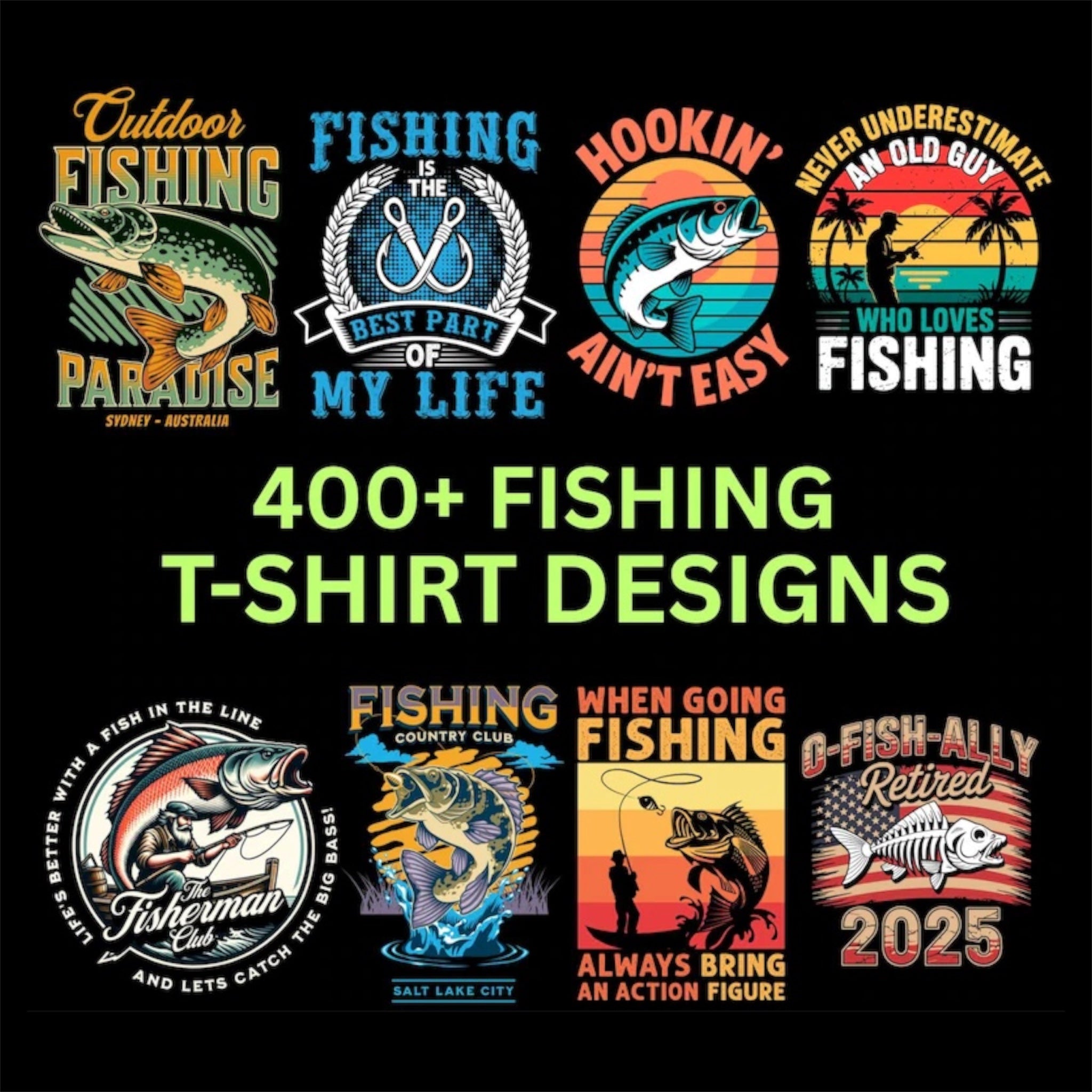 Fishing Angling T-Shirt PNG Design Pack (400+)