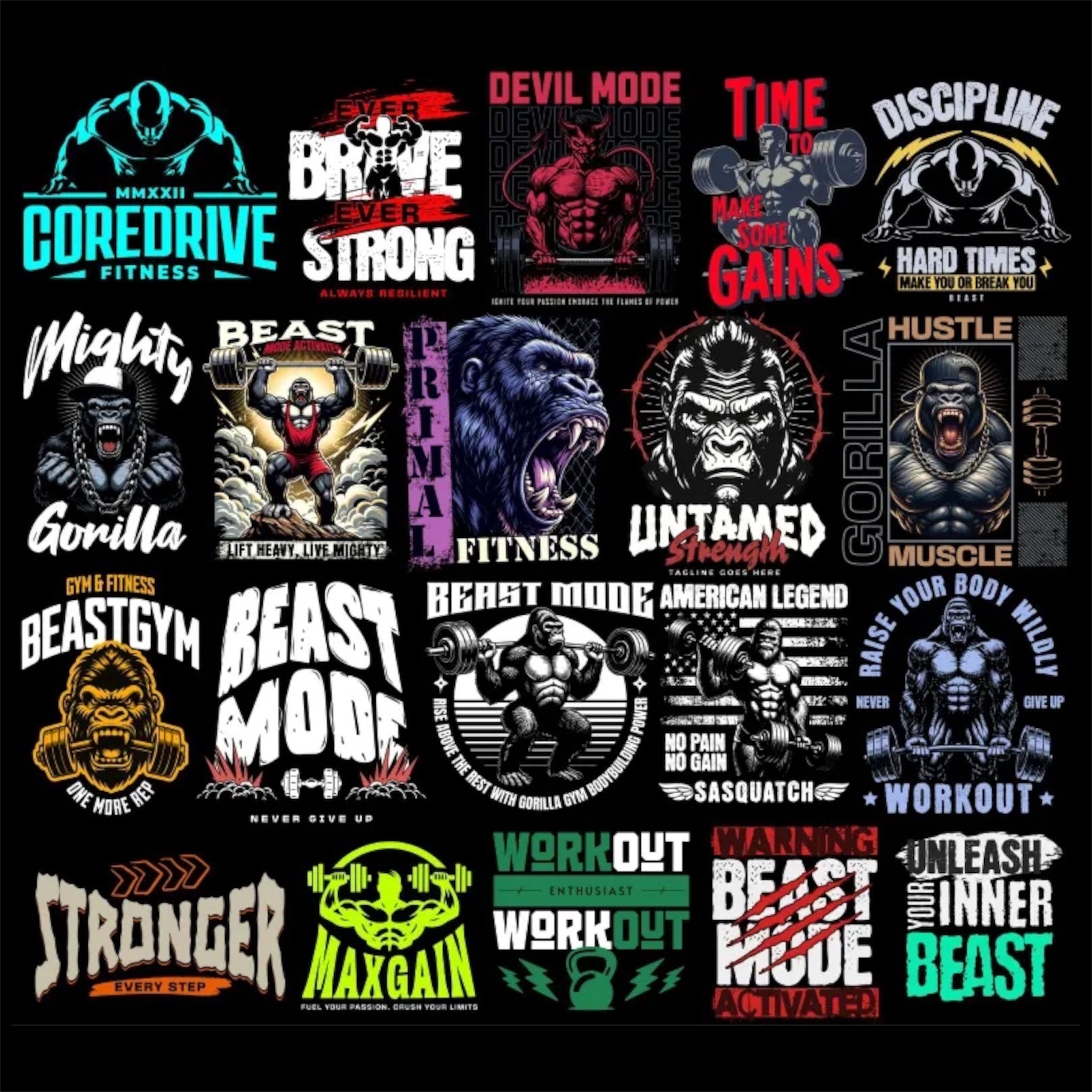 Gym Fitness T-Shirt PNG Design Pack (500+)